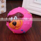 CY190 Various Colours Lovely Face Molar Dog Ball With Squeaker Sound Puppy Pet Dogs Chew Toy thumbnail-4