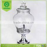 Glass Beverage Dispenser With Sliver Metal Stand thumbnail-1