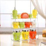 Colour Ceramic Canister Set With Stainless Metal Stand thumbnail-2