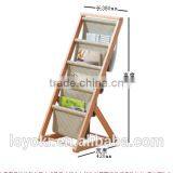 4 Tier Magazine Dispaly Rack With Textile Solid Beech Wood Magazine Rack Holder thumbnail-4