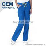 Worker Uniform Hospital Medical Scrub Ruffle Cargo Roll-Up Pant