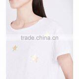 Dropped Shoulders Short Sleeves Star Printed Cotton Jersey T-shirt(DQE0255T) thumbnail-5