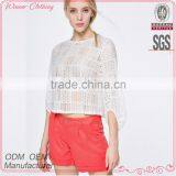 Fashion Latest Trendy High Fashion Crochet Fabric Women Transparent Blouse With Half Sleeve thumbnail-1