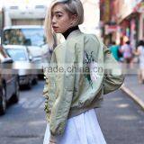 HAODUOYI Women Autumn Army Green Flower Embroidery Back Jacket for Wholesale thumbnail-5