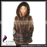 CX-G-A-191B Wholesale 2016 Hot Selling Knitted Mink Fur Hooded Zipper Womens Clothes thumbnail-1