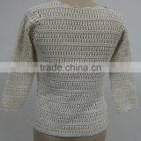 Wholesale High Quality Machine Crochet Lady's Long Sleeve Crochet Blouse Top thumbnail-1
