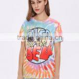 2017 Wholesale T-Shirt Tie Dye Drop Shoulder Rayon Stretchy Soft Tees Short Sleeve Printing Round Neck thumbnail-4