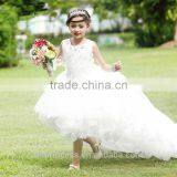 High Quality Lovely Lace Flower Girl Dress for Wedding Trailing White Wedding Gown thumbnail-2