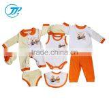 Summer Cotton Knitted Romper+Pant+Bibs Customized 8pcs New Born Baby Clothes Set thumbnail-1