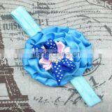 Latest Designs Baby Elastic Headband Wholesale, Ruffled Satin Flower Headband for Kids thumbnail-3