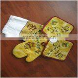 Cotton Oven Mitt Set Wholesale Together With Kitchen Towel / Hot Pot