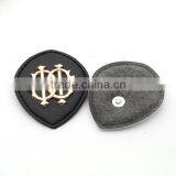 Black/white PU Leather Sew on Patches Fashion Labels With Metal Logo Clothing Label for Jeans/jacket PLB-001 thumbnail-2
