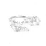 White Copper Open Rings Silver Tone Leaf thumbnail-2
