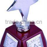 Metal Star Wooden Trophy With Clock thumbnail-1