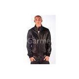 52 XL knitted men\'s lamb zip closure leather jackets with lay down collar knitting