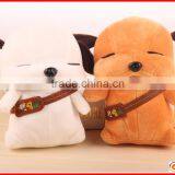 Factory Custom White Plush Dog Toy Wearing Small Bag thumbnail-5