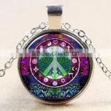 XP-TGN-LT-102 Wholesale Fashion Jewelry Charm Colorful Time Gem Life Tree Pendant Cabochon Necklace For Ladies thumbnail-2