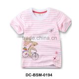 New fashion white pink embroidered rabbirt pattern baby t shirt summer