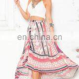 New Fashion Skirt in Red Print Boho Long Maxi Skirt, Latest Long Skirt Design thumbnail-6