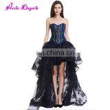 Women Waist Latex Halloween Blue Fish Boned 10 Printed Croset Body Shaper thumbnail-5