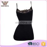 High elastic low back black nylon ladies seamless camisole underwear