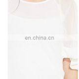 2015 White Top With Smocking And Tie-up Women Blue Floral Print Tie-up Top thumbnail-4