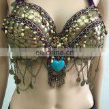 Full Copper Sequins Decorated Performance Tribal Belly Dance Bra thumbnail-3