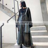 TWOTWINSTYLE Hit Color Denim Dress For Women Square Collar Spaghetti Strap Sleeveless Dresses Female thumbnail-5