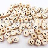 DIY Necklace Bracelet Material A-Z Letter Natural Wooden Block Beads thumbnail-3