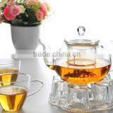 Glass Teaset,Teapot With Cups and Warmer