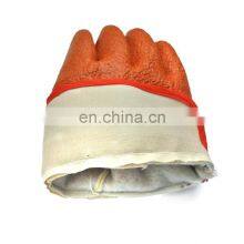 Anti Slip Heavy Duty Chemical Resistant Fluorescent Orange Safety Cuff PVC Work Gloves thumbnail-3