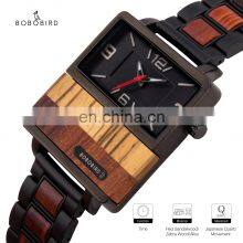 BOBO BIRD Latest Design Square Dial Luxury OEM Custom LOGO Wood Watch Quality Men Stainless Steel Wrist Watch thumbnail-5