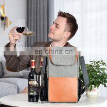 2022 Introducing Latest Cooler Luxury Picnic Bag Insulated Bottle Leather Wine Carrier thumbnail-1