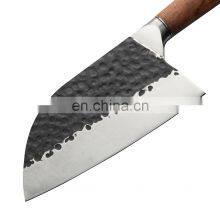 7.5 Inch Professional Forged Hammered Stainless Steel Kitchen Chopping Knife With Rose Wood Handle Butcher Knife thumbnail-2
