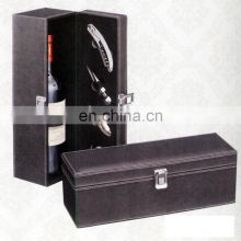 Premium leather custom wooden wine gift boxes