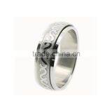 Stainless Steel Etched Striped Decorative Design Spinner Rings thumbnail-1