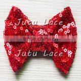 Wholesale Kids Christmas Decorative 12cm Sequin Fabric Hair Bow Elastic Head Wraps thumbnail-2