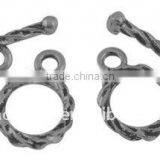 Tibetan Style Toggle Clasps, Lead Free and Nickel Free, Rondelle, Antique Silver, Toggle: 15x11mm(TIBEB-A101967-AS-FF)