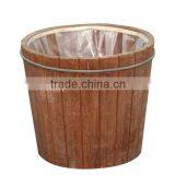Home Need and Beautiful Wooden Root Carving High Barrel Bucket