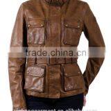 Stylish Cognac Leather Jacket Women thumbnail-2