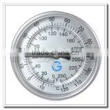 High Quality All Stainless Steel Industrial 3" Bi-metal Back Mount Thermometer 0-250 thumbnail-2