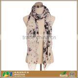 Women's Long Fashion Beautiful Ink Floral Printing Twill Silk Viscose Cool Summer Scarf thumbnail-1