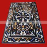 Black Marble Stone Pietra Dura Dining Table Top thumbnail-1