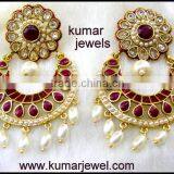 Polki Red Earring thumbnail-1