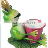 Garden Decoration Sitting Frog Metal Frog Garden Art Metal Garden Decoration Gerden Decor Stakes Metal Frog With Frlower Pot thumbnail-5