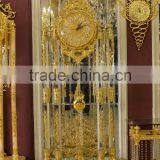 Attrative Luxury Decoration Antique 24K Gold Plated Floor Clock,Grandfather Clock, Made of Copper, Marble and Crystal thumbnail-4