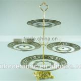 Cake stand ceramic/4 plates Mid-east style golden electroplated cake stand