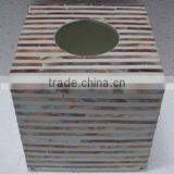 High Quality Brown White Mother of Pearl Square Tissue Box thumbnail-1