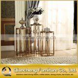 Rose Golden Metal Crystal Tall Flower Stand thumbnail-1