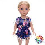 Vintage Floral Ball Hanging Pom Pom Summer Bodysuit for 18" Dolls thumbnail-2
